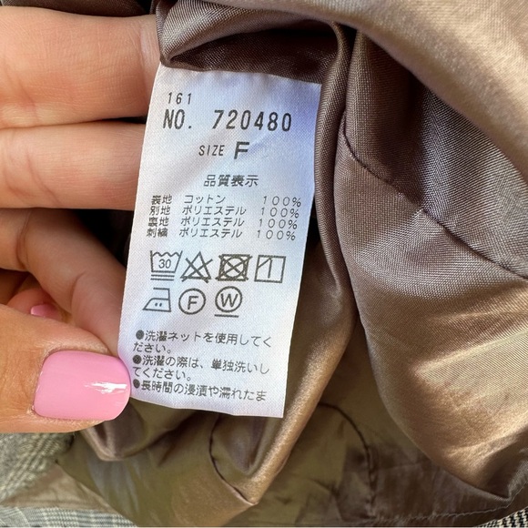 Nice Claup Gray Plaid Long Sleeve Mini Dress White Contrast Collar Scalloped Hem - Picture 7 of 10